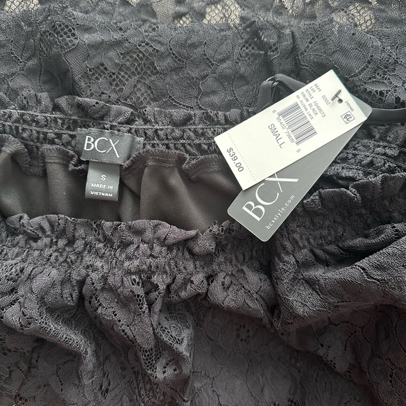 BCX Black Womens Floral Lace Cold Shoulder Top Size S - Picture 5 of 6